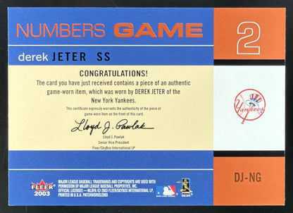 2003 Fleer Patchworks Numbers Game Derek Jeter Jersey