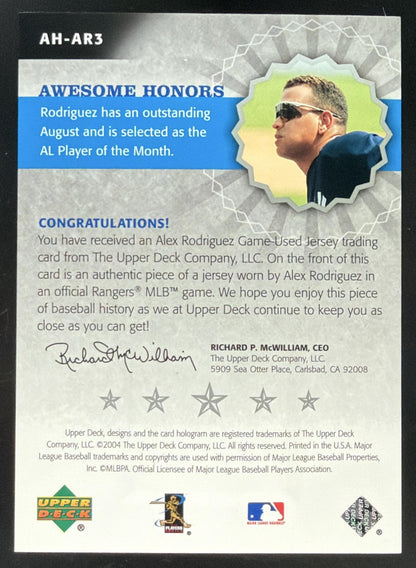 2004 Upper Deck Awesome Honors Alex Rodriguez Jersey