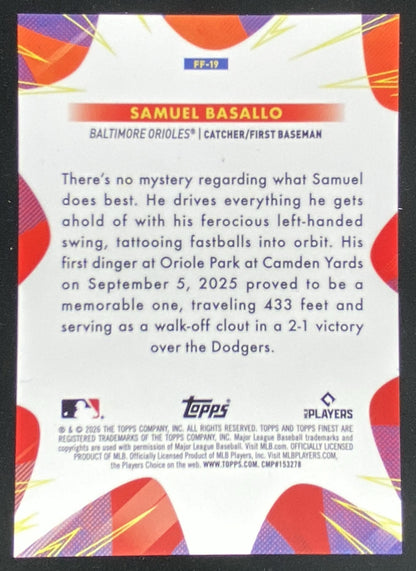 2026 Topps Finest Samuel Basallo #FF-19 trading card