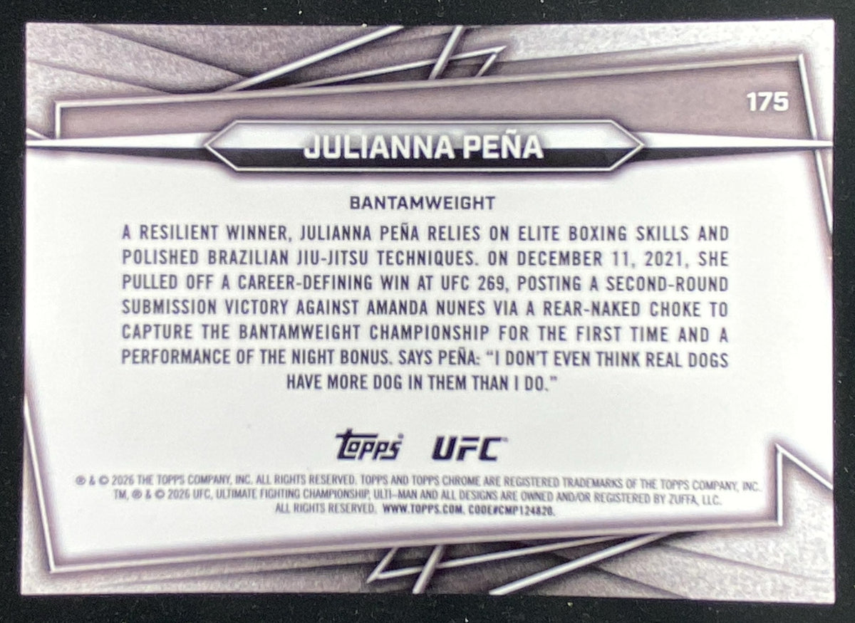 2026 Topps Chrome Sapphire UFC Julianna Peña trading card