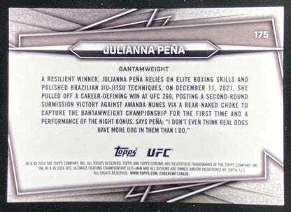 2026 Topps Chrome Sapphire UFC Julianna Peña trading card