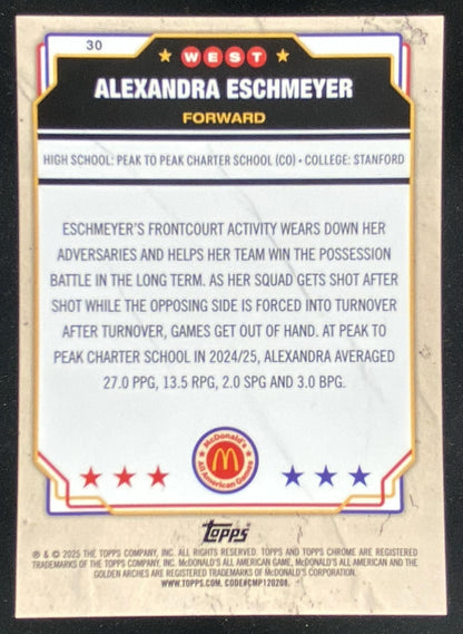 2025 Topps Chrome McDonald's All-American Alexandra Eschmeyer #30 trading card