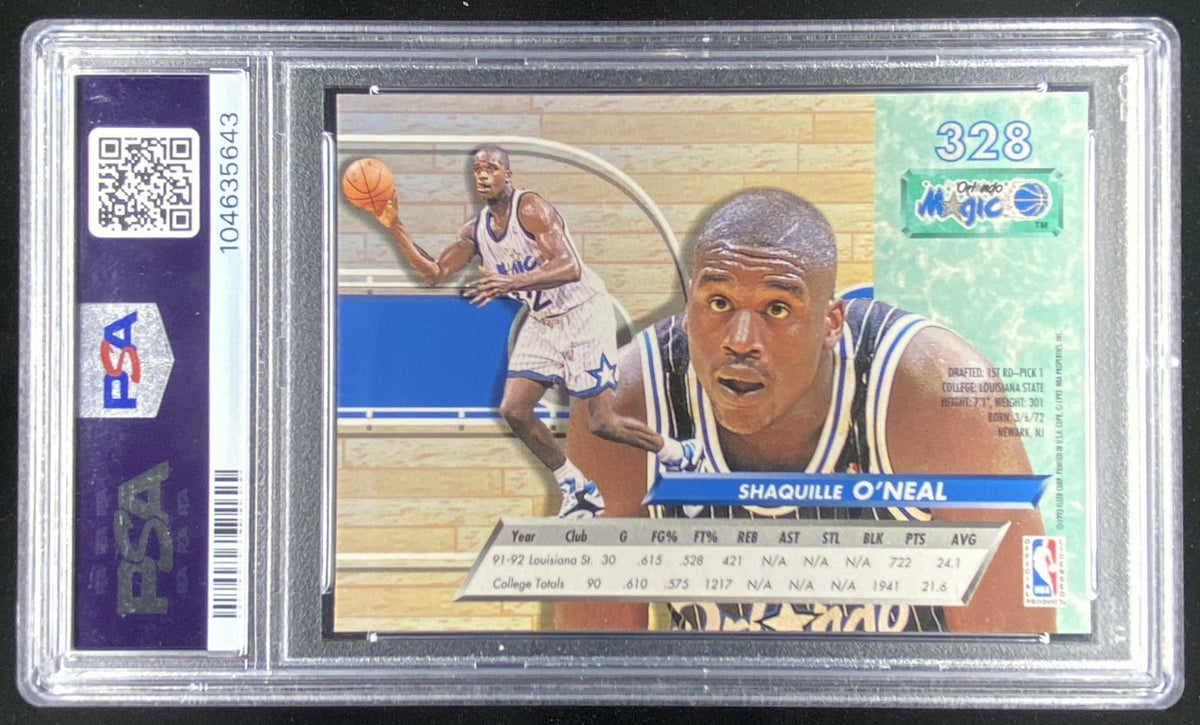 1992 Fleer Ultra Shaquille O'Neal #328 graded PSA 9 trading card