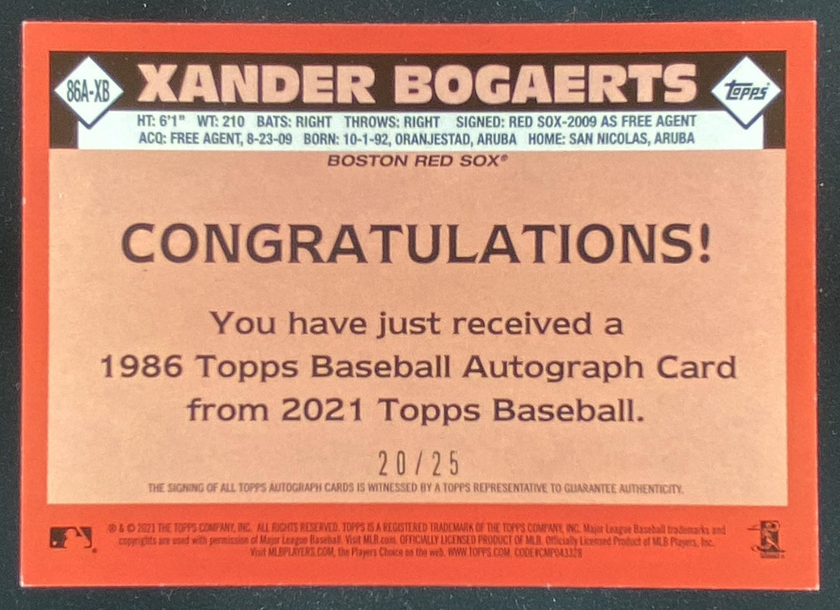 2021 Topps Xander Bogaerts #86A-XB trading card