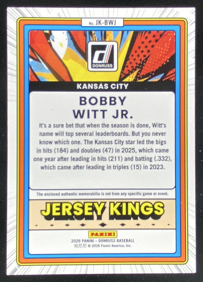 2026 Panini Donruss Bobby Witt Jr. #JK-BWJ trading card