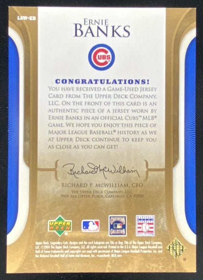2004 SP Legendary Cuts Ernie Banks #LSW-EB trading card