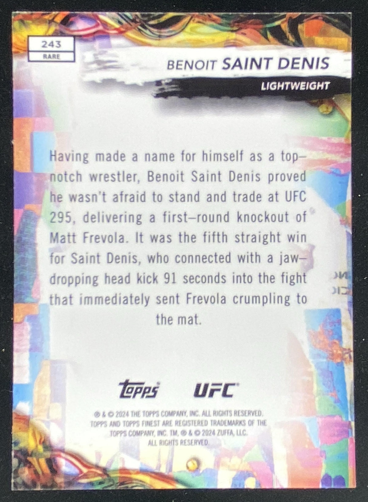 2024 Topps Finest UFC Benoît Saint Denis trading card