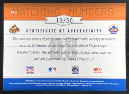 2005 Leaf Limited Cal Ripken Jr. / Gary Carter trading card