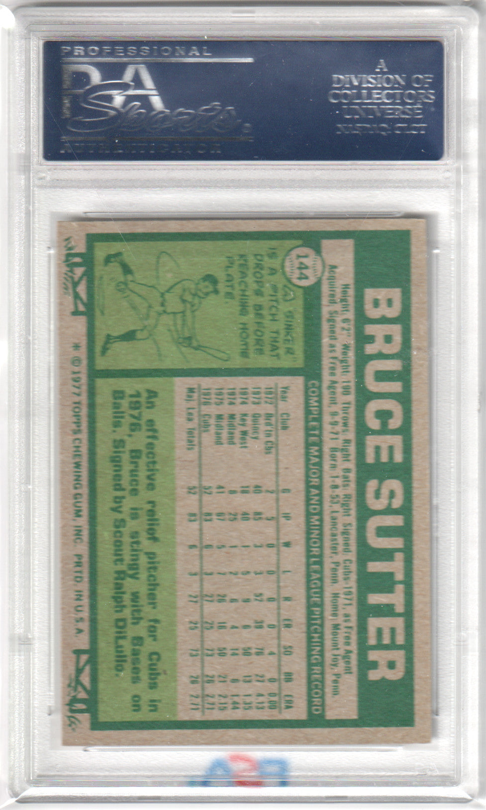 BRUCE SUTTER 1977 Topps #144 PSA 8 NM - CUBS