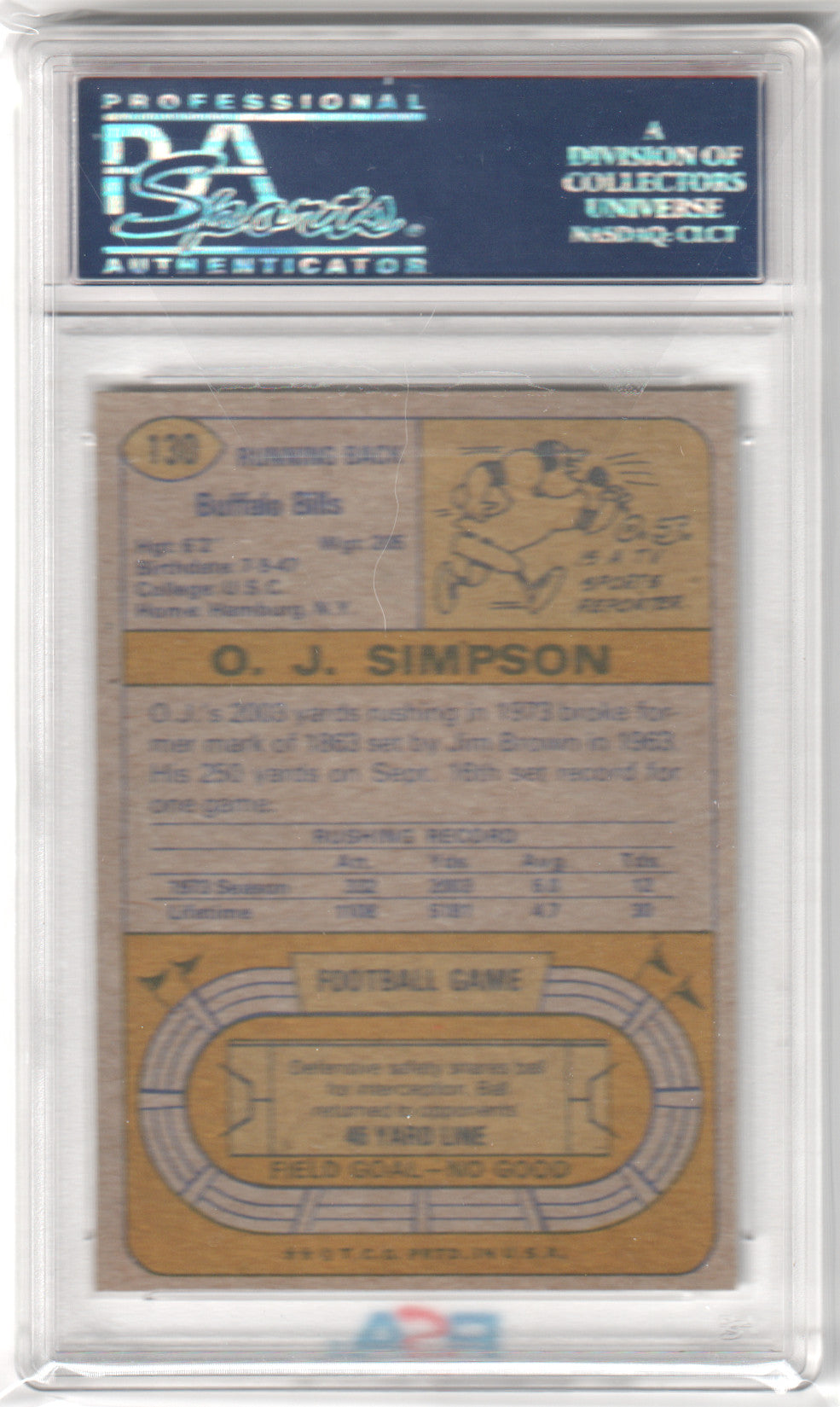 O.J. SIMPSON 1974 Topps #130 PSA 7 NM - BILLS