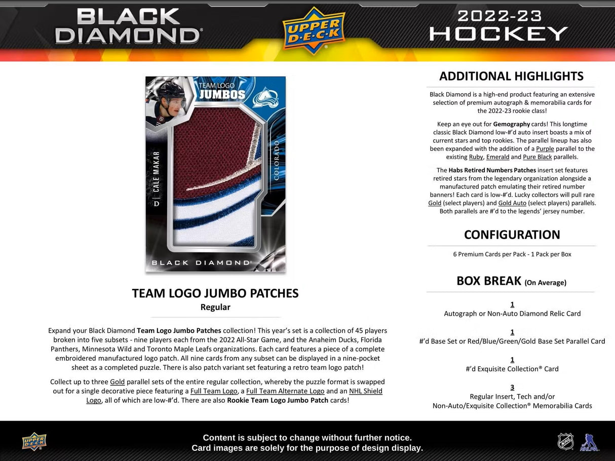 2022-23 Upper Deck Black Diamond Hockey Hobby Box