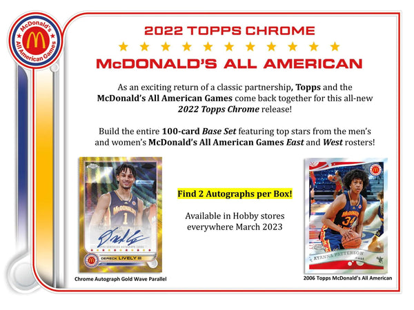 2022 Topps McDonald's All-American Chrome Basketball Box