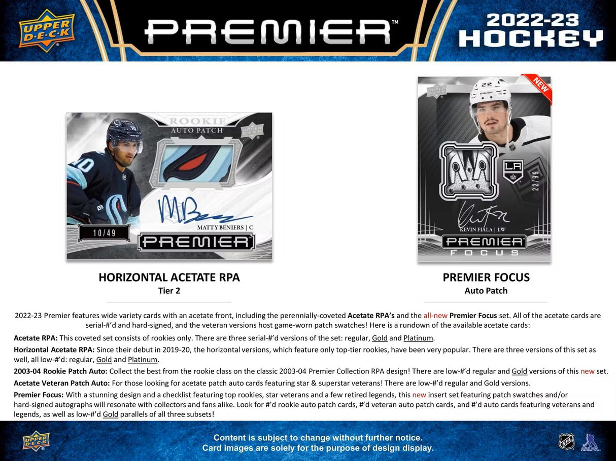 2022-23 Upper Deck Premier Hockey Hobby Box