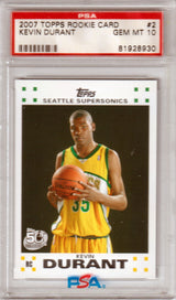 KEVIN DURANT 2007-08 Topps Rookie Card #2 PSA 10 GEM MINT - SUPERSONICS