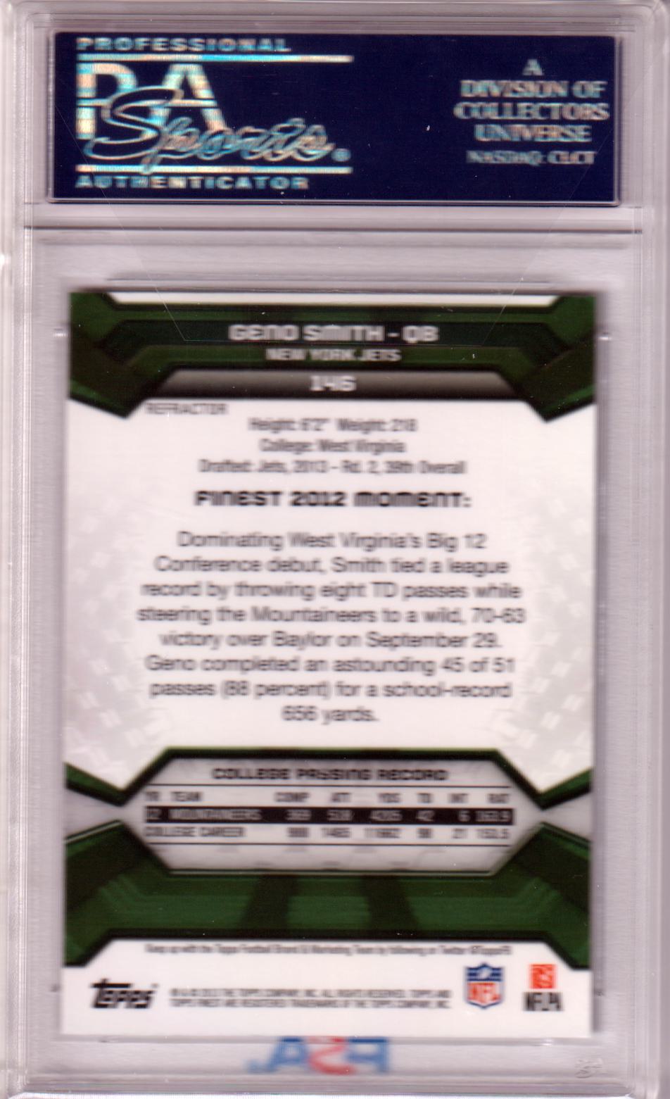 GENO SMITH 2013 Topps Finest Rookie RC Refractor #146 PSA 10 GEM MINT SEAHAWKS