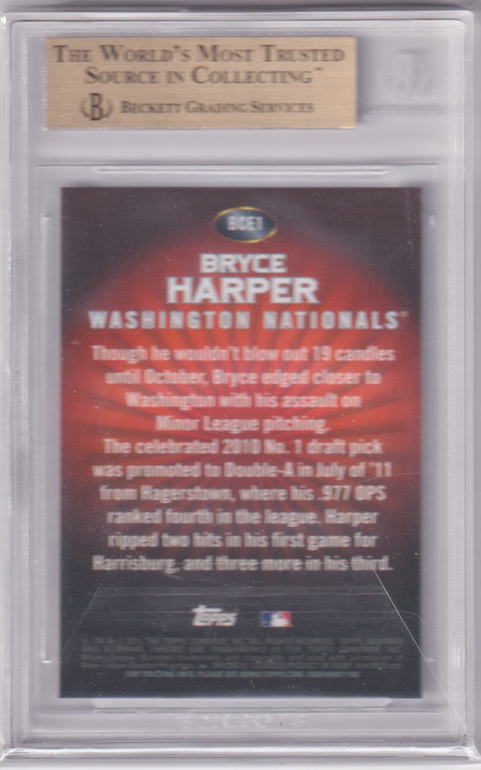 BRYCE HARPER 2011 Bowman Chrome Retail Exclusive RC RED #BCE1R BGS 9.5 GEM