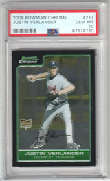 JUSIN VERLANDER 2006 Bowman Chrome RC Rookie 217 PSA 10 GEM TIGER GIANTS Pop 37