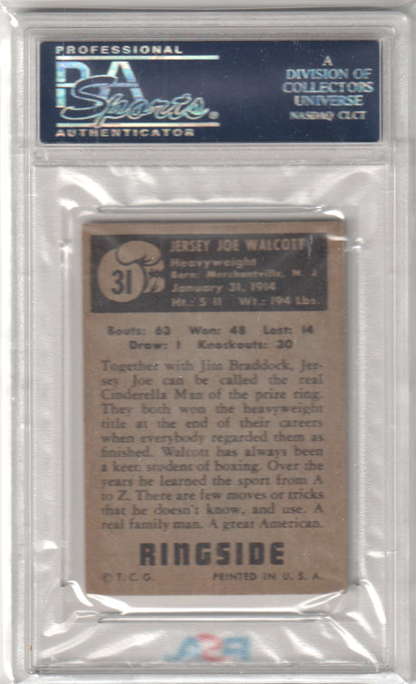 JERSEY JOE WALCOTT 1951 Topps Ringside #31 PSA 4 VG-EX