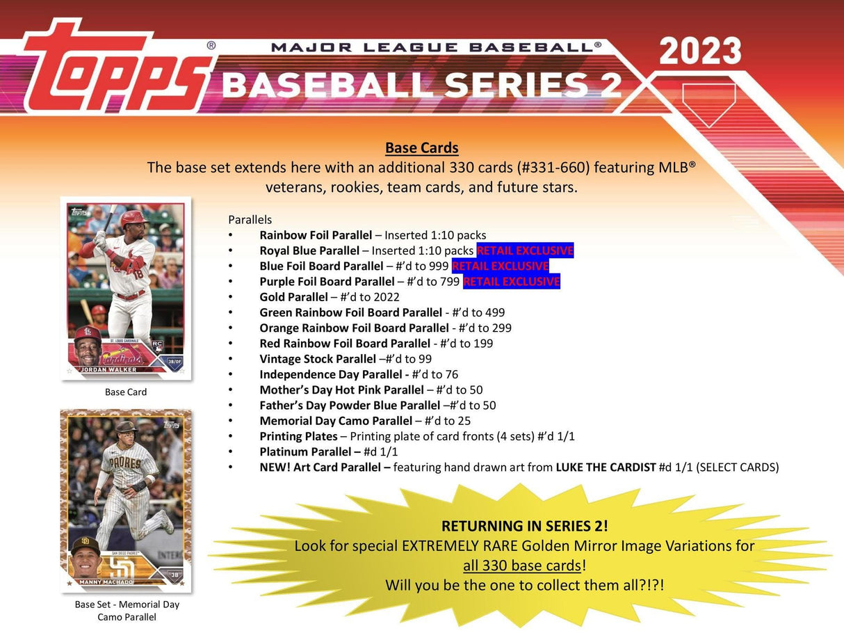 2023 Topps Series 2 Baseball Blaster Box (Commemorative Relic Card!)