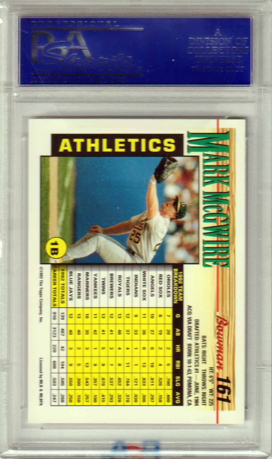 MARK McGWIRE 1993 Bowman #161 PSA 10 GEM MINT - CARDINALS