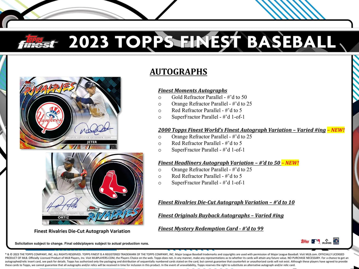 2023 Topps Finest Baseball Hobby Box