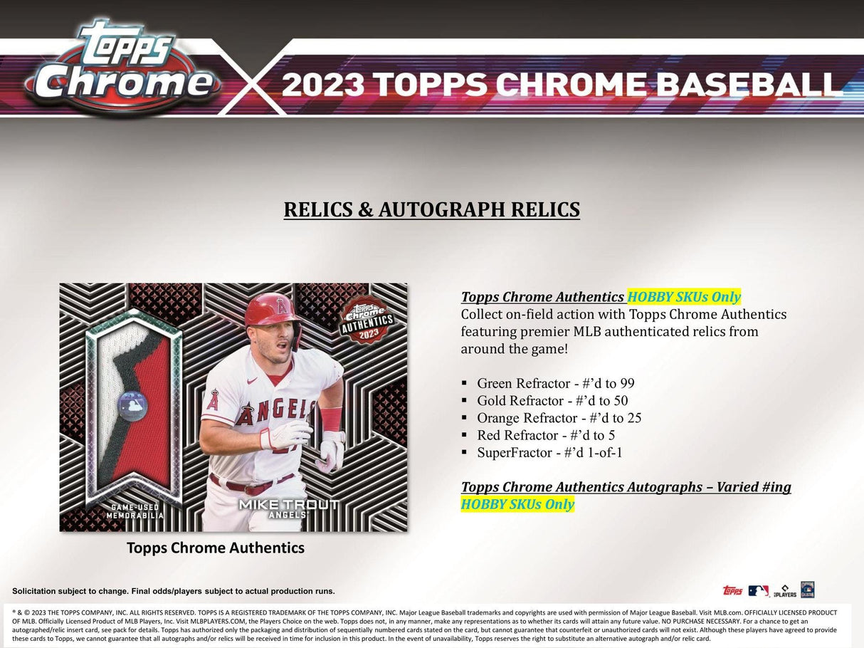 2023 Topps Chrome Baseball Hobby Box