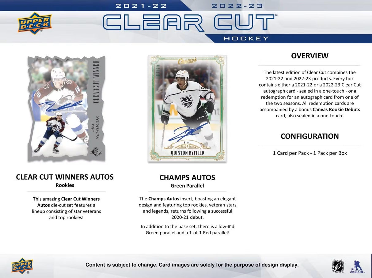 2022/23 Upper Deck Clear Cut Hockey Hobby Box