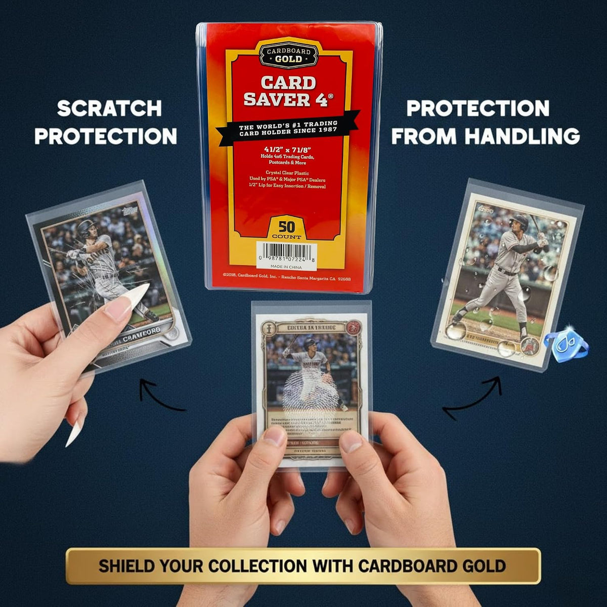 Cardboard Gold Card Saver 4 Semi-Rigid Holders - Columbia Sports Cards - image 5