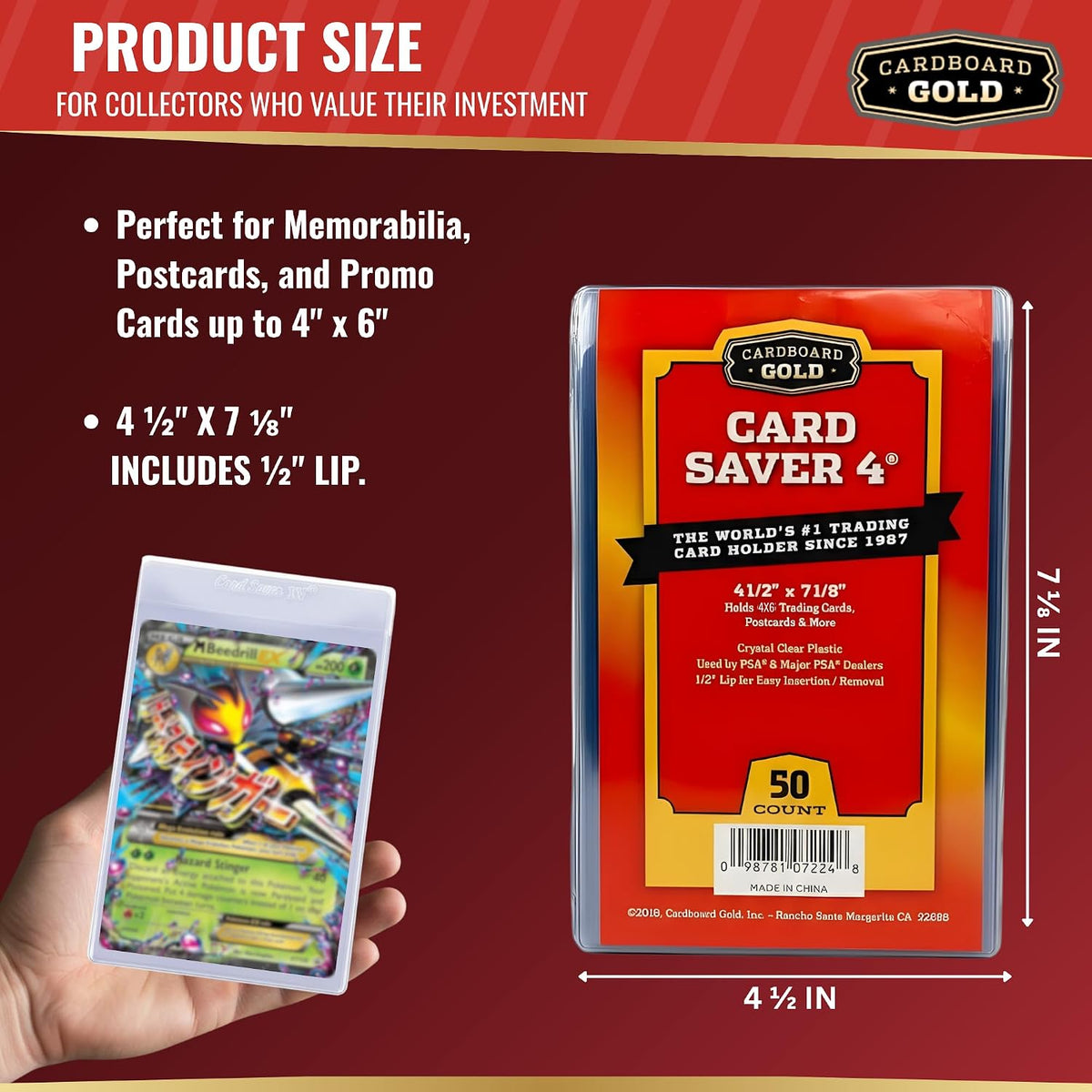 Cardboard Gold Card Saver 4 Semi-Rigid Holders - Columbia Sports Cards - image 2