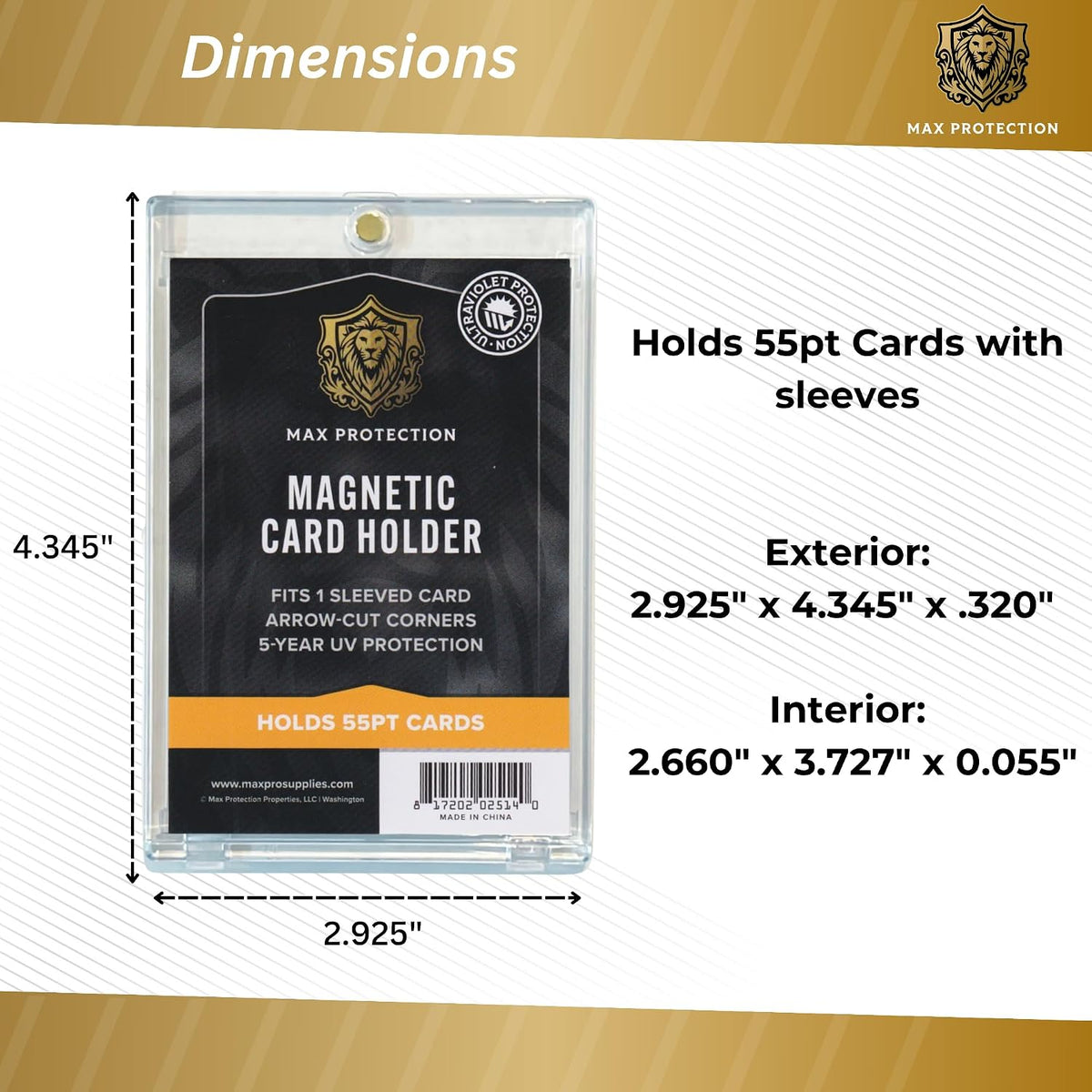 Max Pro Ultra Clear Magnetic Card Holder 55pt w/Sleeve Size - Columbia Sports Cards - image 2