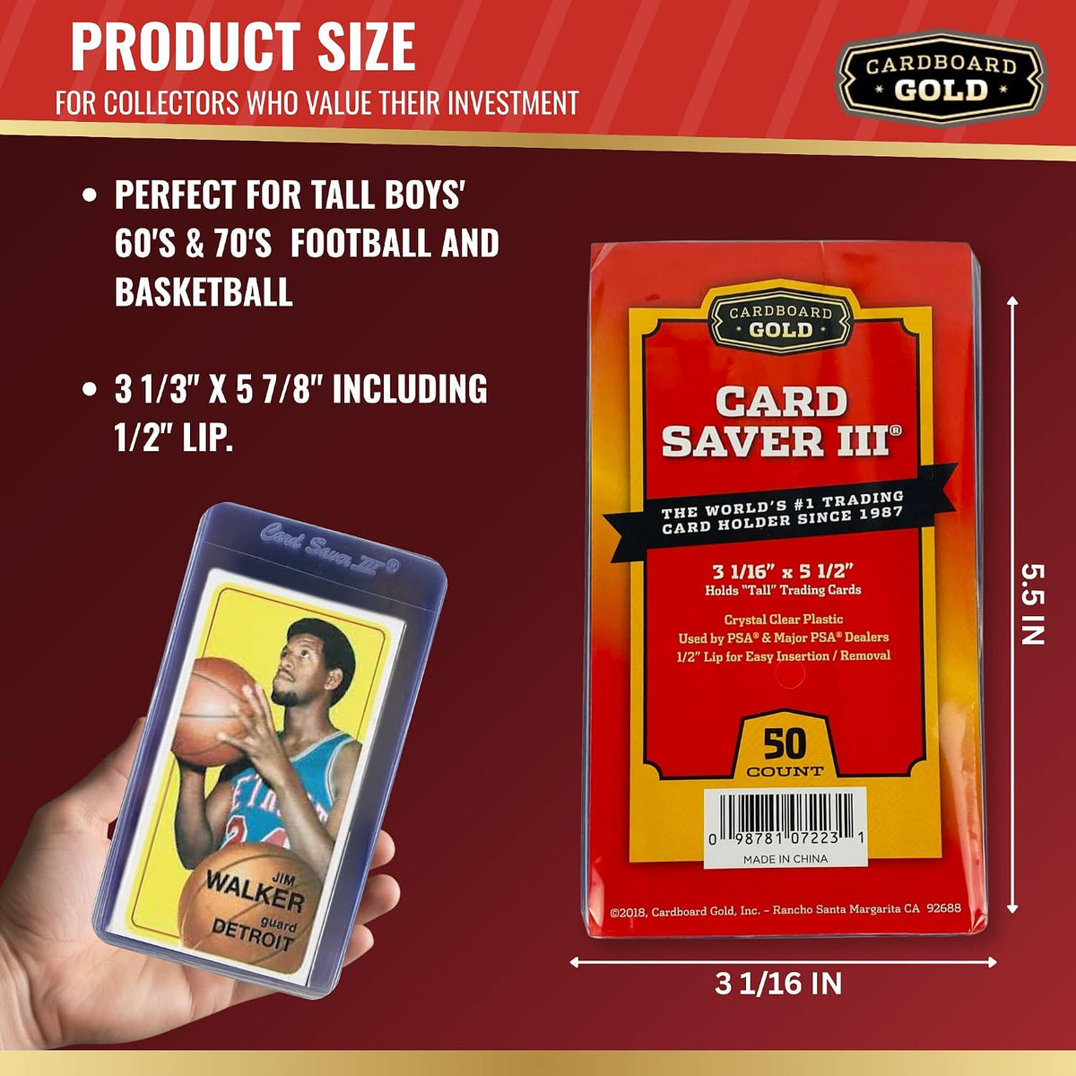 Cardboard Gold Card Saver 3 Semi-Rigid Holders - Columbia Sports Cards - image 2