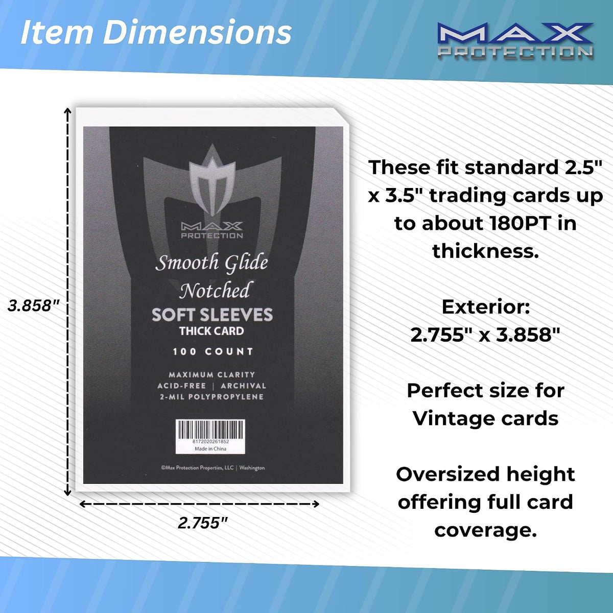 Max Protection Notched Soft Sleeves - Columbia Sports Cards - image 2