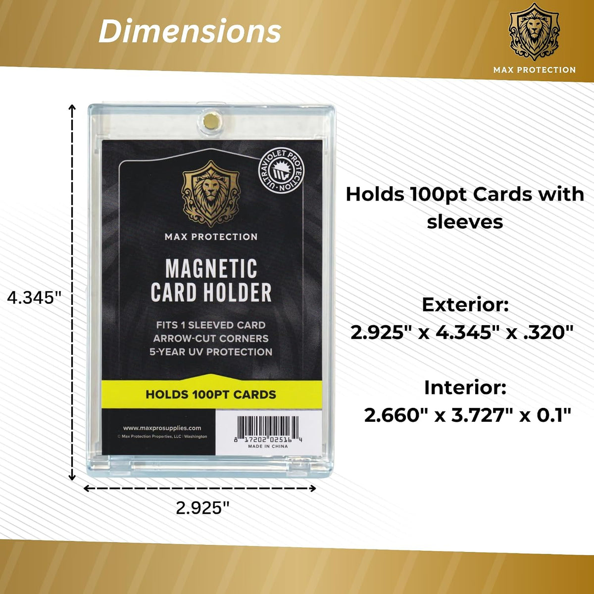 Max Pro Ultra Clear Magnetic Card Holder 100pt w/Sleeve Size - Columbia Sports Cards - image 2
