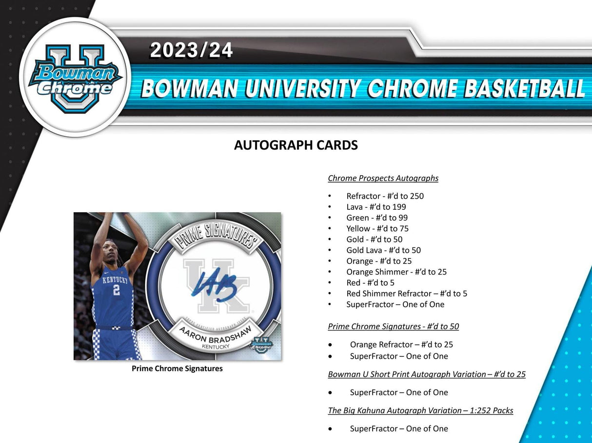 2023/24 Bowman University Chrome Basketball Hobby Box