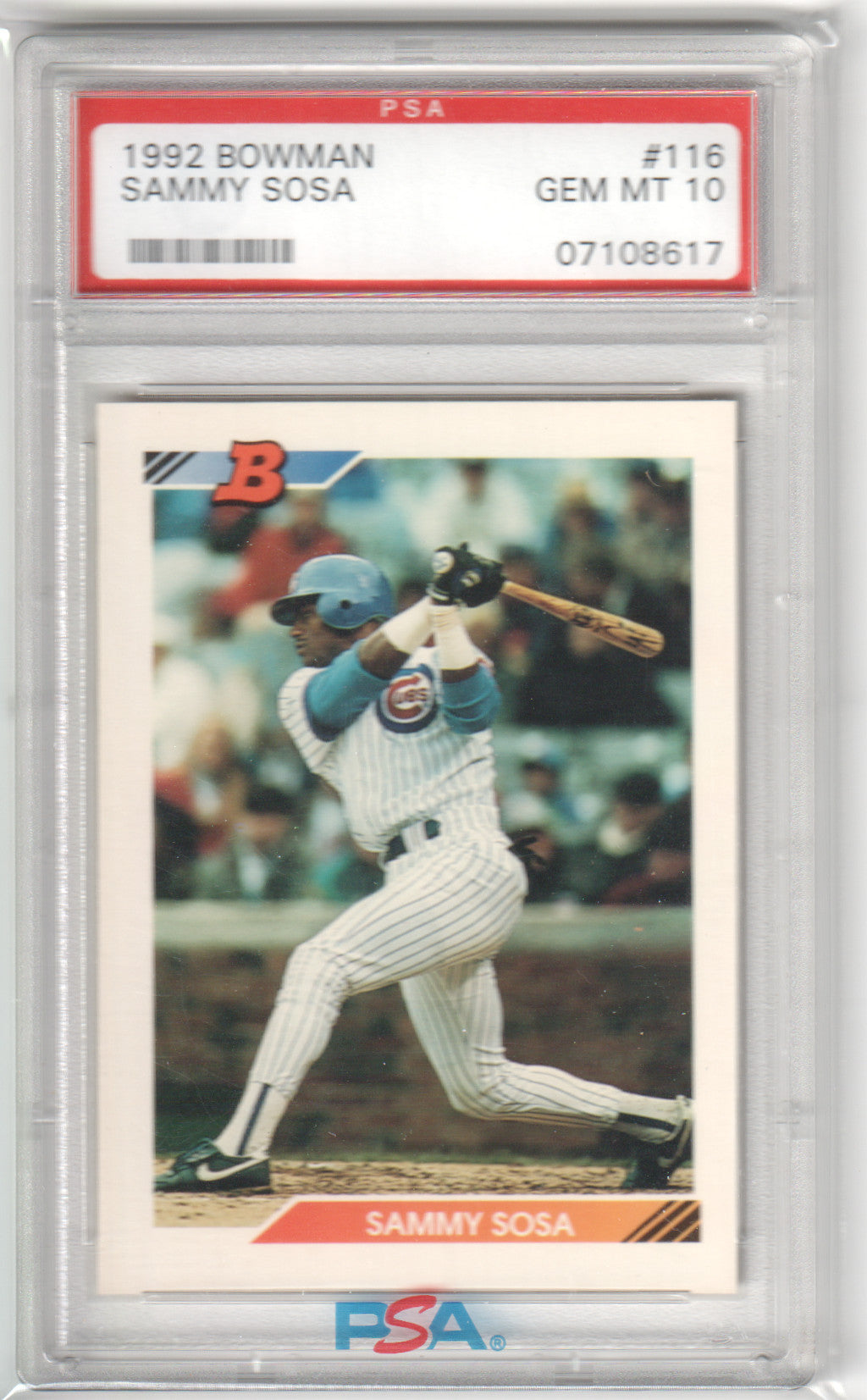 SAMMY SOSA 1992 Bowman #116 PSA 10 GEM MINT - CUBS