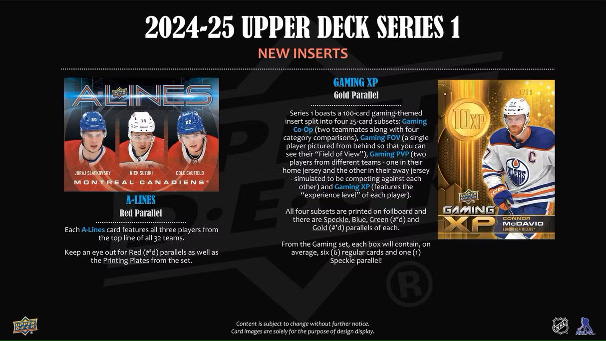 2024-25 Upper Deck Series 1 Hockey Hobby Box