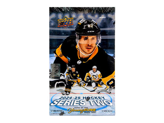 "2024-25 Upper Deck Series 1 Hockey Hobby Box sealed"

"Macklin Celebrini Young Guns Rookie Card Upper Deck Series 1"

"2024-25 UD Series 1 Hockey Outburst Silver Parallel card"

"Upper Deck Dazzlers and Canvas inserts from Series 1"