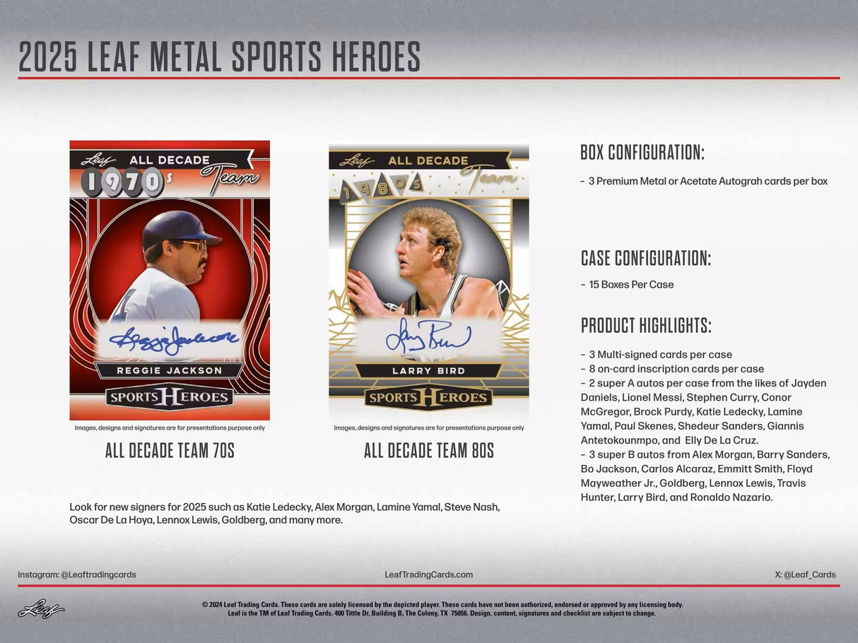 2025 Leaf Metal Sports Heroes Hobby Box