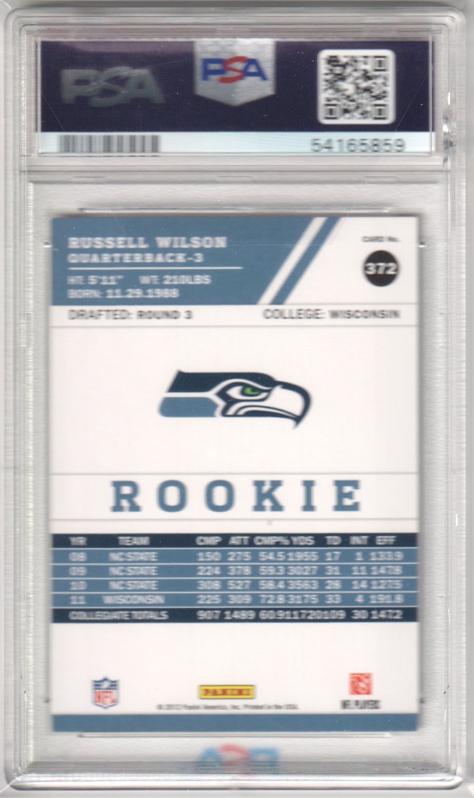 RUSSELL WILSON 2012 Panini Score RC Rookie #372 PSA 9 MINT - SEAHAWKS
