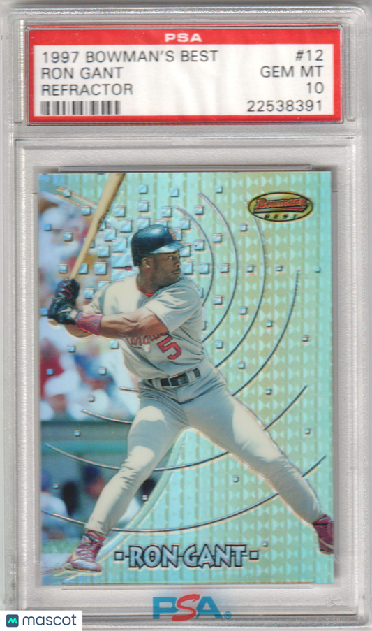 RON GANT 1997 Bowman's Best #12 Refractor PSA 10 GEM MINT - BRAVES Pop 1