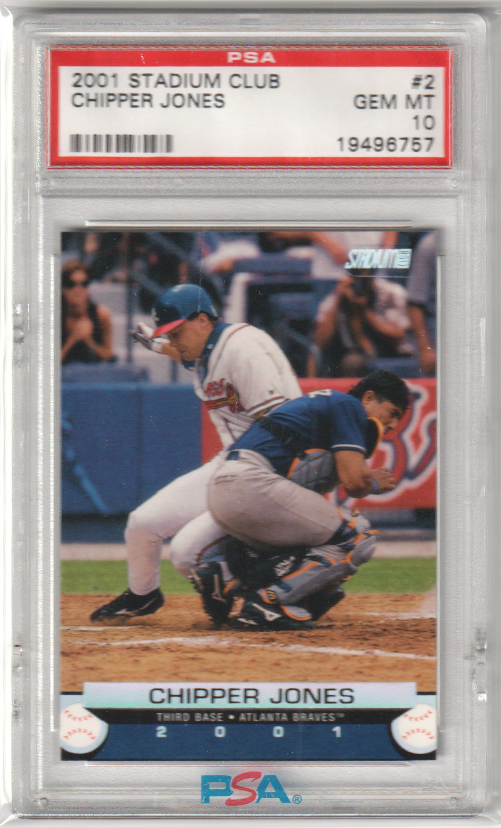 CHIPPER JONES 2001 Topps Stadium Club #2 PSA 10 GEM MINT - BRAVES Pop 7