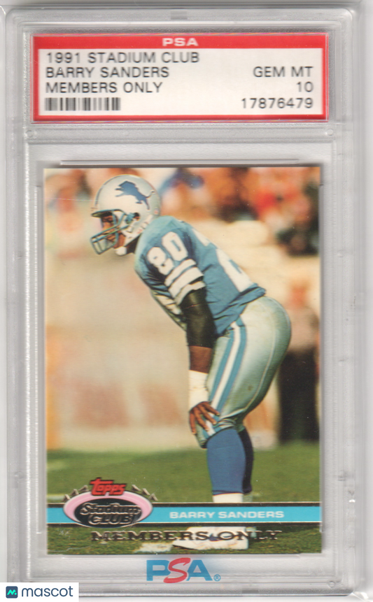 BARRY SANDERS 1991 Topps Stadium Club Members Only PSA 10 GEM MINT - LIONS