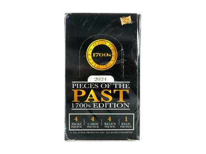 Pieces of the Past 1700s Edition Hobby Box sealed packaging

Pieces of the Past historical relic trading card

1700s Edition Keepsake Trading Cards relic insert

Pieces of the Past Kaleidoscope Mirror Card

Historical figures relic cards from Pieces of the Past