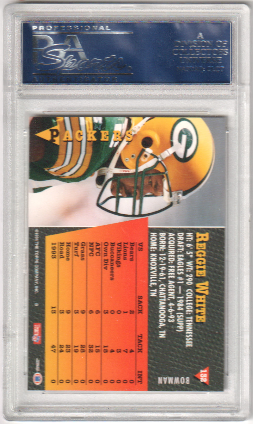 REGGIE WHITE 1994 Bowman #132 PSA 10 GEM MINT - PACKERS