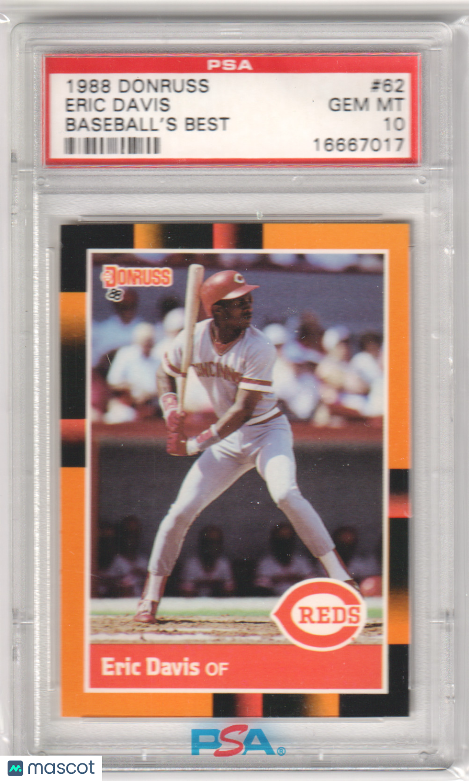 ERIC DAVIS 1988 Donruss Baseball's Best #62 PSA 10 GEM MINT - REDS Pop 7