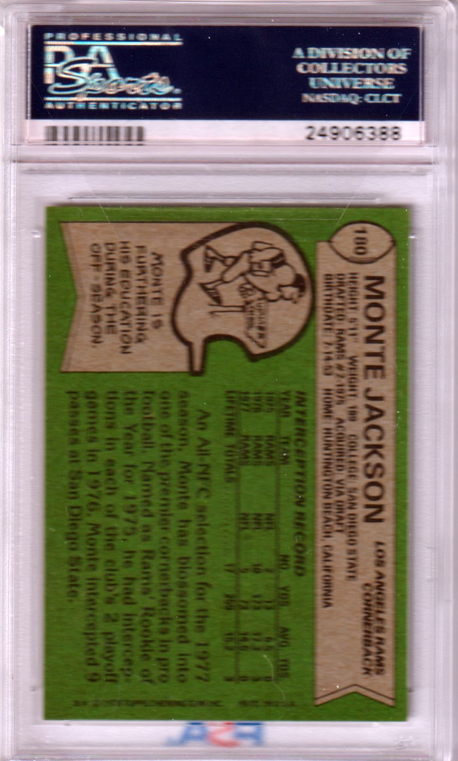 MONTE JACKSON 1978 Topps #180 PSA 8 NM-MT - RAMS