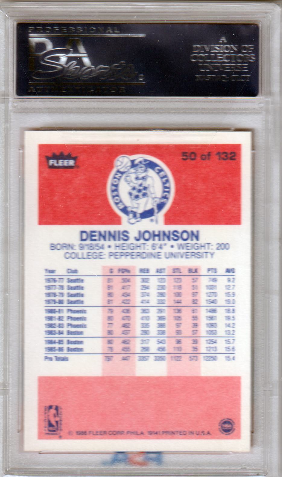 DENNIS JOHNSON 1986 Fleer #50 PSA 9 MINT - CELTICS