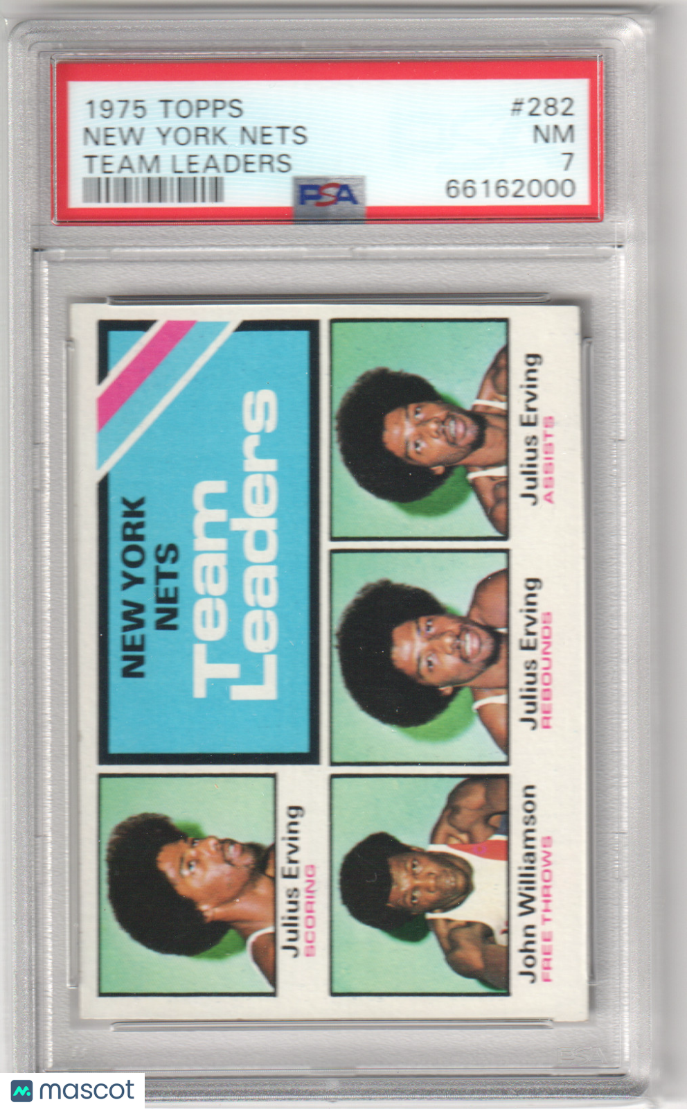 New York Nets 1975 Topps #282 Team Leaders PSA 7 NM-MT