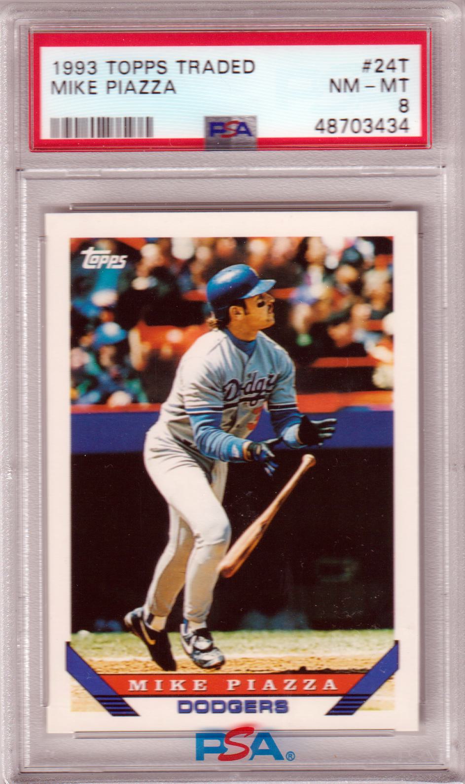 MIKE PIAZZA 1993 Topps Traded Rookie RC HOF #24T PSA 8 NM-MT - DODGERS