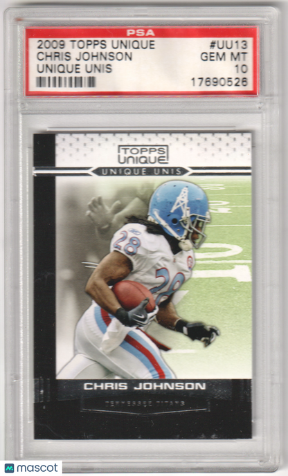 CHRIS JOHNSON 2009 Topps Unique Unique Unis #UU13 PSA 10 GEM MINT OILERS Pop 1